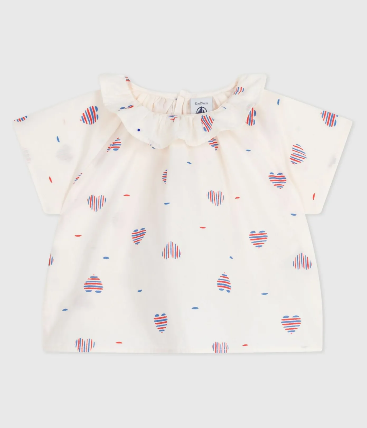 Petit Bateau T-Shirts, Oberteile*Kurzärmelige Baby-Bluse aus Baumwolle mit Herzmotiv weiss AVALANCHE/ MULTICO