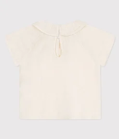 Petit Bateau T-Shirts, Oberteile*Kurzärmelige Babybluse aus Musselin-Stoff weiss MARSHMALLOW