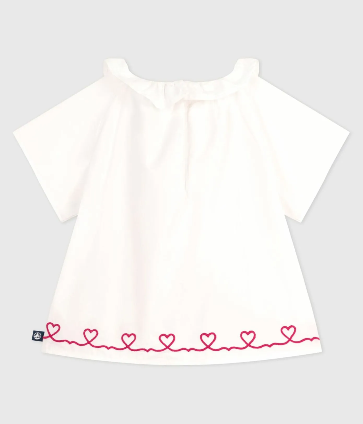 Petit Bateau T-Shirts, Oberteile*Kurzärmelige Baby-Bluse aus Baumwoll-Popeline mit bestickten Herzen weiss ECUME