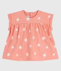 Petit Bateau T-Shirts, Oberteile*Kurzärmelige Baby-Bluse aus Baumwolle mit Sonnenmuster orange ABRICOT/ MARSHMALLOW