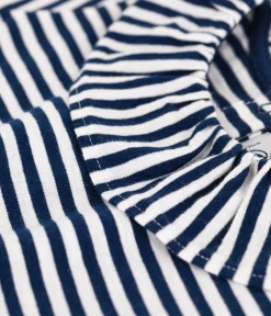 Petit Bateau T-Shirts, Oberteile*Kurzärmelige Babybluse aus gestreiftem geflammtem Jersey blau MEDIEVAL/weiss MARSHMALLOW
