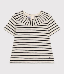 Petit Bateau T-Shirts, Oberteile*Kurzärmelige Baby-Bluse aus Jersey weiss AVALANCHE/blau SMOKING