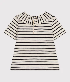 Petit Bateau T-Shirts, Oberteile*Kurzärmelige Baby-Bluse aus Jersey weiss AVALANCHE/blau SMOKING