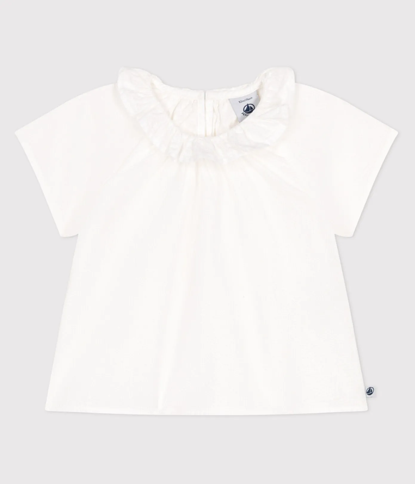 Petit Bateau T-Shirts, Oberteile*Kurzärmelige Baby-Bluse aus gestreiftem Seersucker weiss ECUME