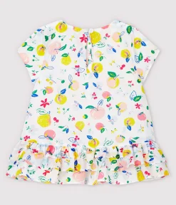 Petit Bateau T-Shirts, Oberteile*Kurzärmelige Baby-Bluse für Mädchen aus Popeline weiss MARSHMALLOW/weiss MULTICO
