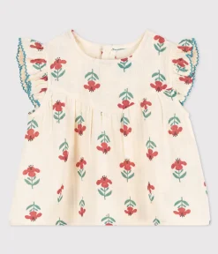 Petit Bateau T-Shirts, Oberteile*Kurzärmelige bedruckte Babybluse aus Musselin-Stoff weiss AVALANCHE/ MULTICO