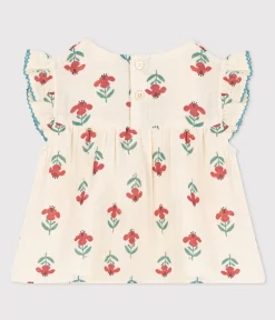Petit Bateau T-Shirts, Oberteile*Kurzärmelige bedruckte Babybluse aus Musselin-Stoff weiss AVALANCHE/ MULTICO