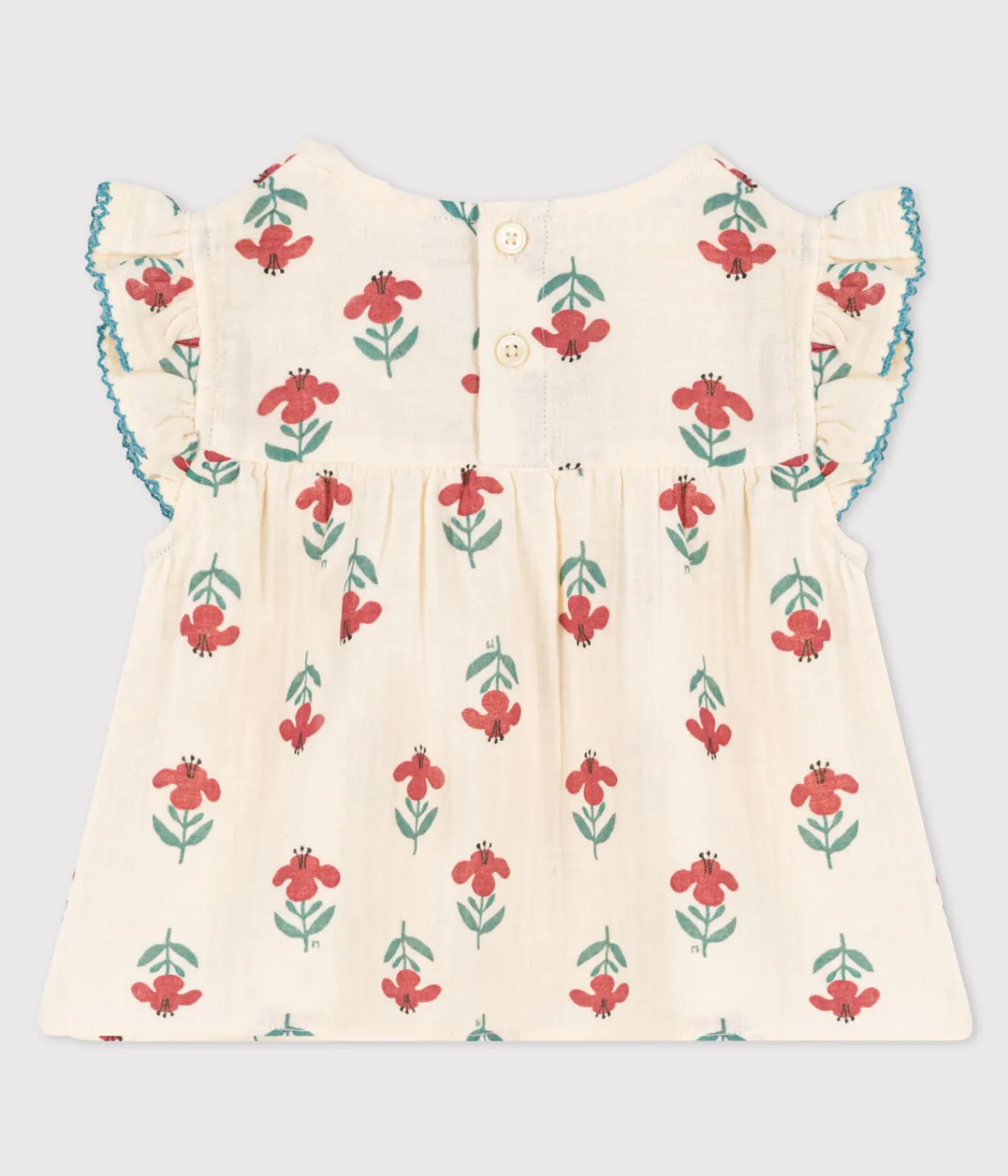 Petit Bateau T-Shirts, Oberteile*Kurzärmelige bedruckte Babybluse aus Musselin-Stoff weiss AVALANCHE/ MULTICO