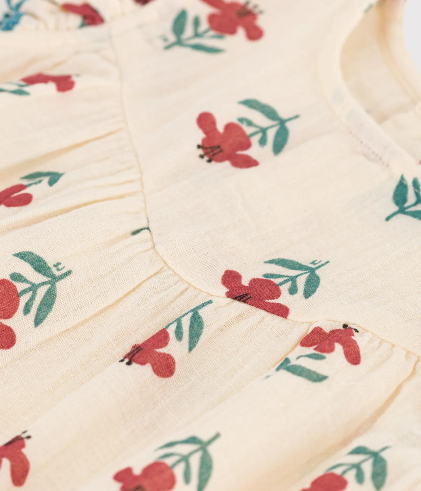 Petit Bateau T-Shirts, Oberteile*Kurzärmelige bedruckte Babybluse aus Musselin-Stoff weiss AVALANCHE/ MULTICO