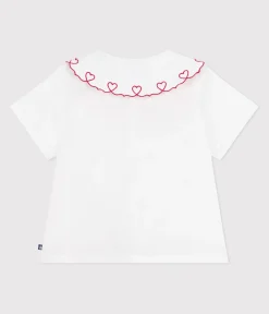 Petit Bateau T-Shirts, Tops, Oberteile*Kurzärmelige Kinder-Bluse aus einfarbigem Baumwoll-Popeline weiss ECUME