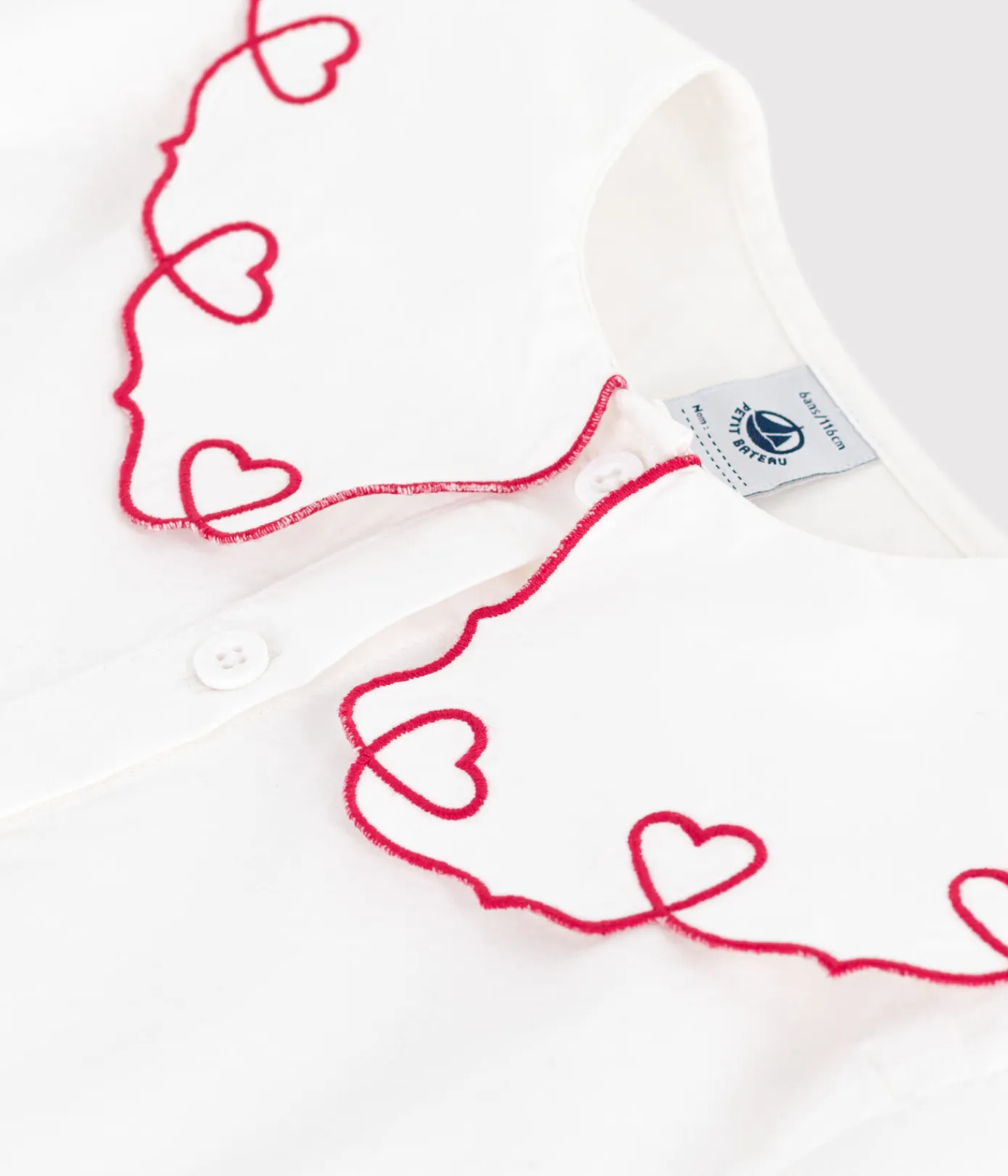 Petit Bateau T-Shirts, Tops, Oberteile*Kurzärmelige Kinder-Bluse aus einfarbigem Baumwoll-Popeline weiss ECUME