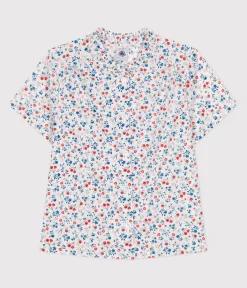 Petit Bateau T-Shirts, Tops, Oberteile*Kurzärmelige Kinder-Bluse aus Baumwolle mit Blumenmuster weiss MARSHMALLOW/weiss MULTICO