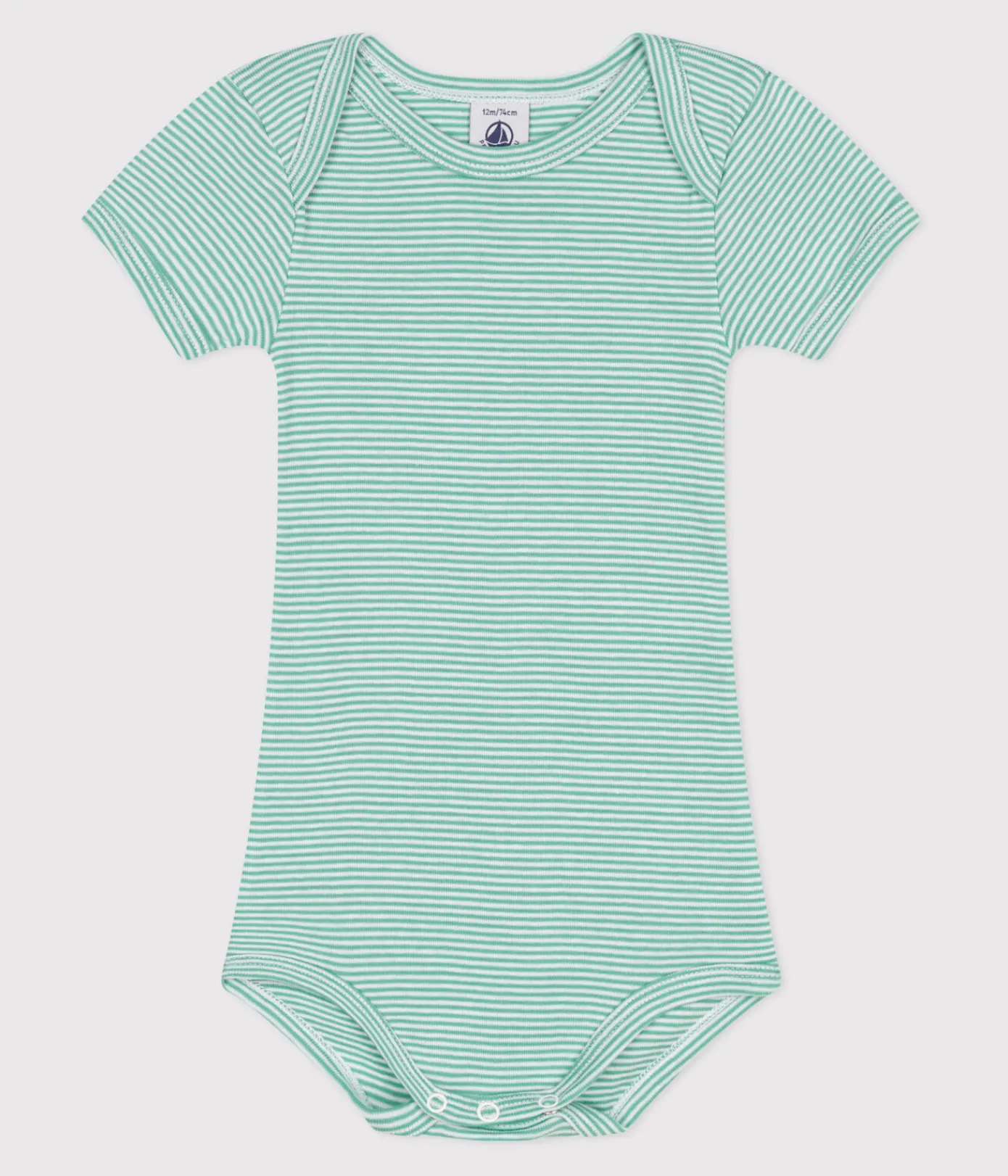 Petit Bateau Bodys*Kurzärmeliger Baby-Body aus Baumwolle mit Print grün ALOEVERA/weiss MARSHMALLOW