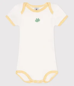 Petit Bateau Bodys*Kurzärmeliger Baby-Body aus Baumwolle mit Print weiss MARSHMALLOW