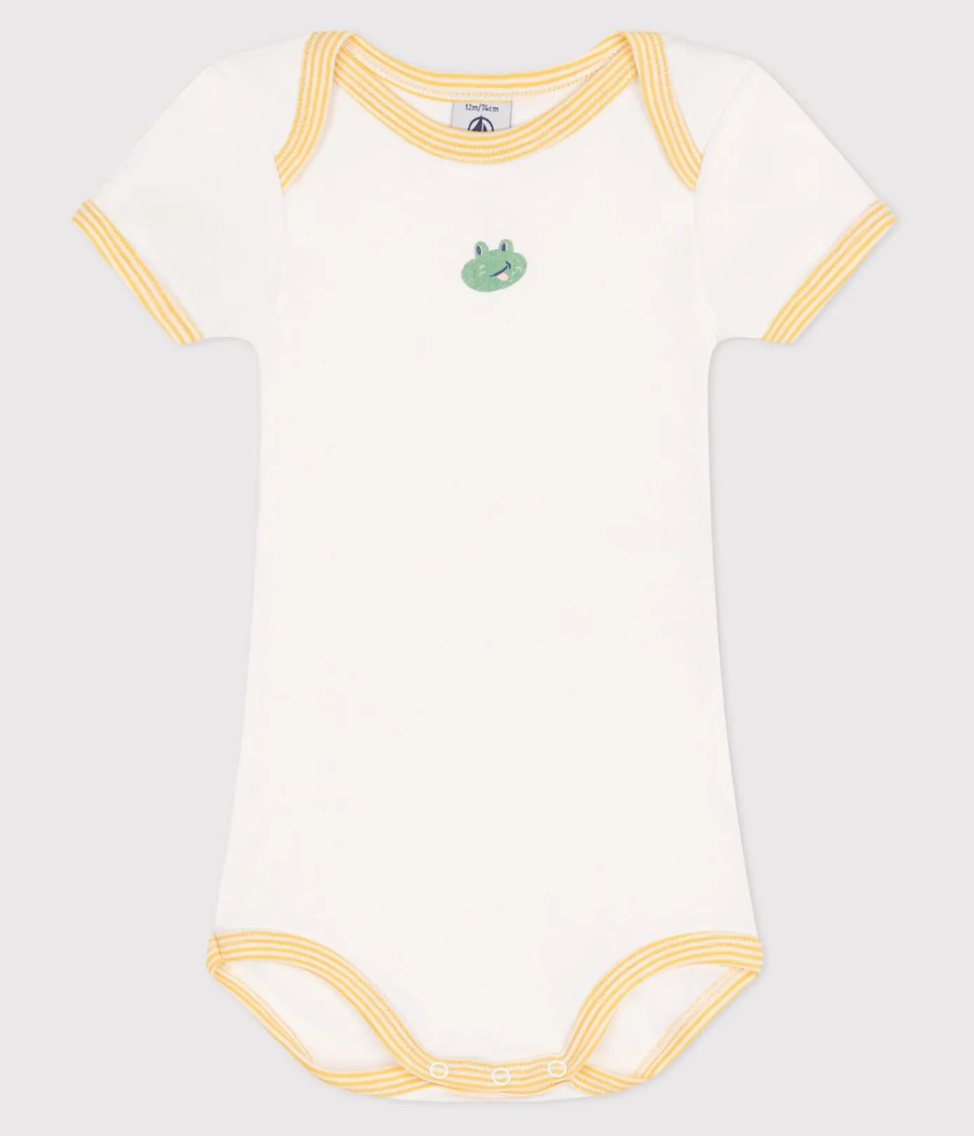 Petit Bateau Bodys*Kurzärmeliger Baby-Body aus Baumwolle mit Print weiss MARSHMALLOW