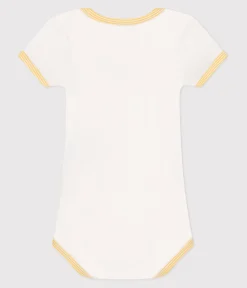 Petit Bateau Bodys*Kurzärmeliger Baby-Body aus Baumwolle mit Print weiss MARSHMALLOW