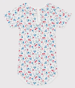 Petit Bateau T-Shirts, Oberteile*Kurzärmeliger Baby-Body aus Baumwolle mit Blumenmuster weiss MARSHMALLOW/weiss MULTICO