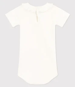 Petit Bateau T-Shirts, Oberteile*Kurzärmeliger Baby-Body aus Baumwolle mit Rüschenkragen weiss MARSHMALLOW