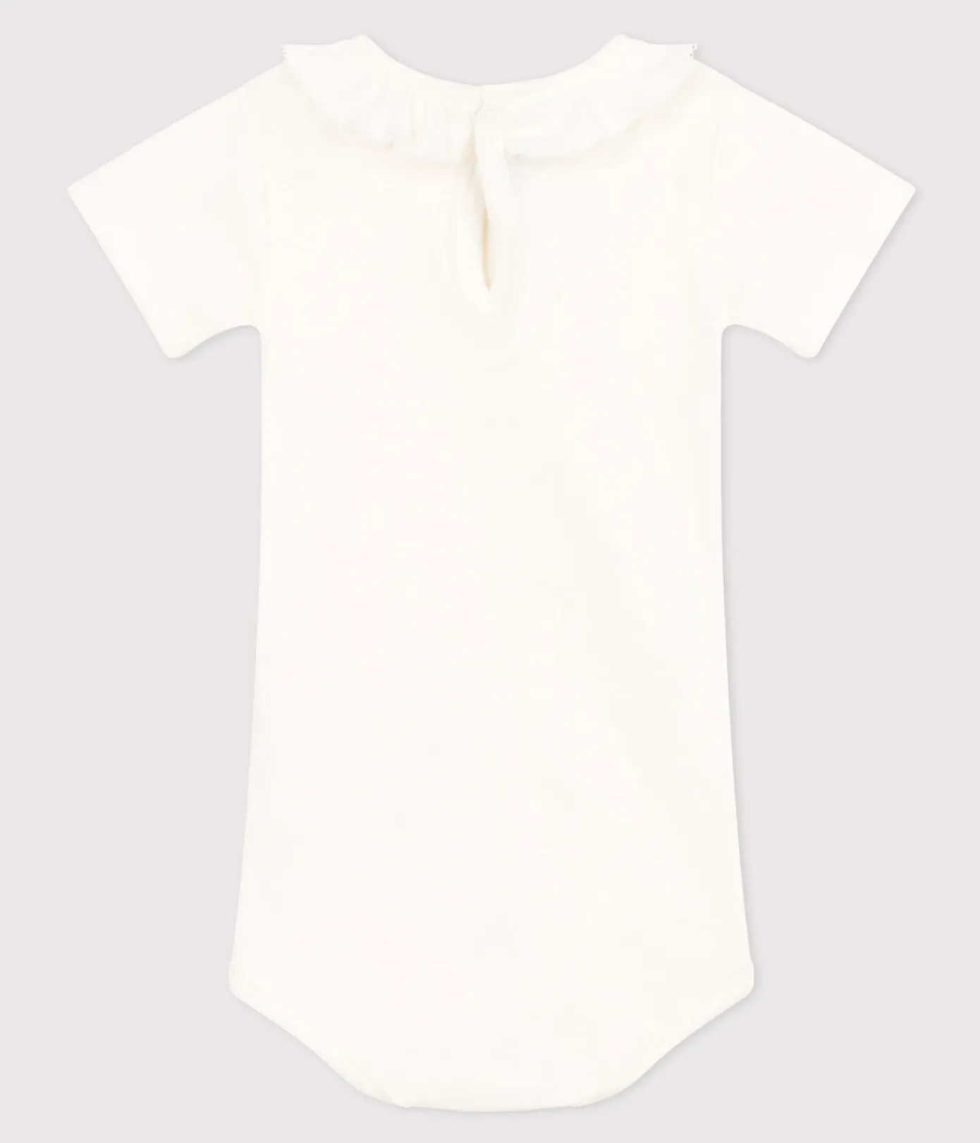 Petit Bateau T-Shirts, Oberteile*Kurzärmeliger Baby-Body aus Baumwolle mit Rüschenkragen weiss MARSHMALLOW