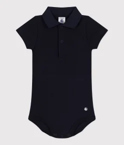 Petit Bateau T-Shirts, Oberteile*Kurzärmeliger Baby-Body mit Polokragen aus Baumwolle blau SMOKING
