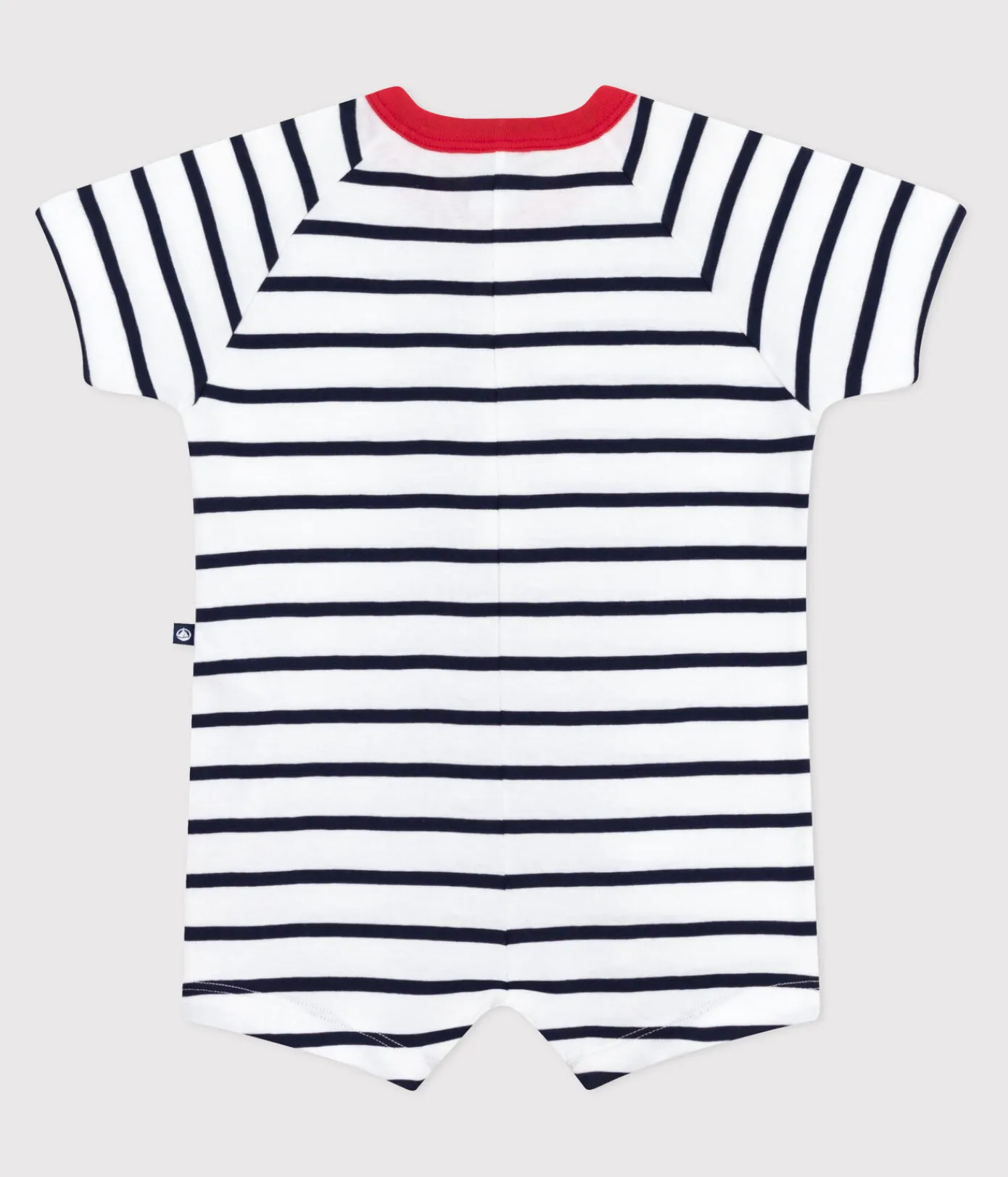 Petit Bateau Sets, Overalls & Latzhosen*Kurzärmeliger Baby-Kurzoverall aus Baumwolle mit Streifen und farblich abgesetztem Kragen. weiss MARSHMALLOW/blau SMOKING