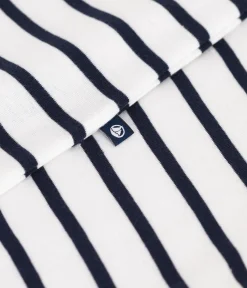 Petit Bateau Sets, Overalls & Latzhosen*Kurzärmeliger Baby-Kurzoverall aus Baumwolle mit Streifen und farblich abgesetztem Kragen. weiss MARSHMALLOW/blau SMOKING