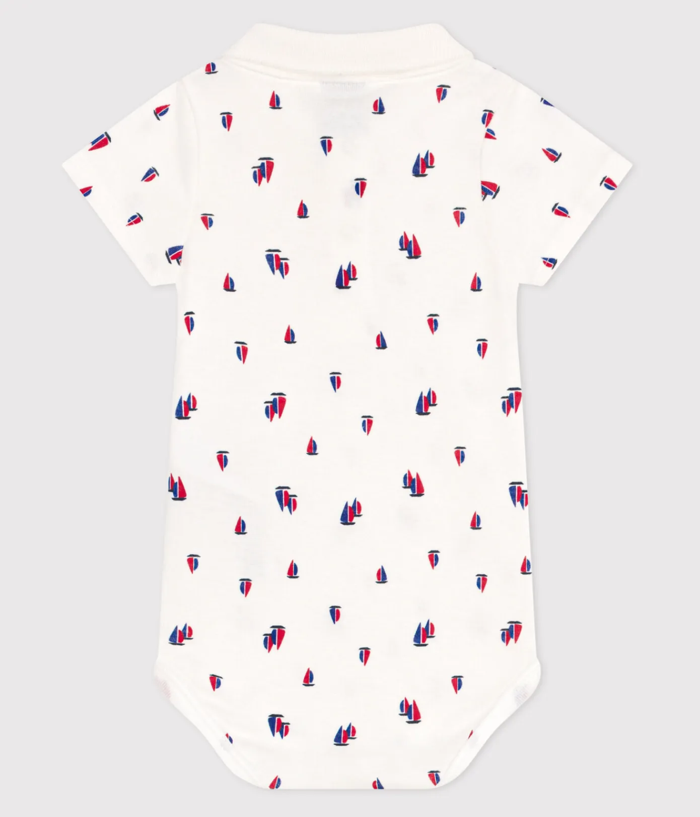 Petit Bateau T-Shirts, Oberteile*Kurzärmeliger Body aus Baumwolle mit Schiffchenmuster weiss MARSHMALLOW/weiss MULTICO