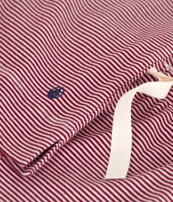 Petit Bateau Homewear|Schlafanzüge, Nachthemden*Kurzärmeliger Damen-Pyjama mit weitem Bein aus Baumwolle mit Streifen ROT AMARANTE/ MARSHMALLOW
