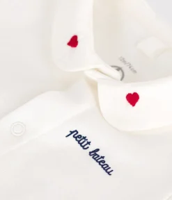 Petit Bateau Newborn|T-Shirts, Oberteile*Kurzärmeliger Newborn-Body mit Kragen aus Baumwolle weiss MARSHMALLOW