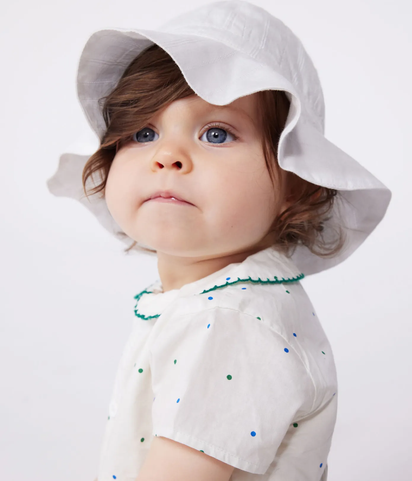 Petit Bateau Sets, Overalls & Latzhosen*Kurzärmeliger Strampler mit Kragen aus Baumwolle und Pünktchenmuster weiss MARSHMALLOW/weiss MULTICO