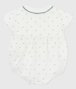 Petit Bateau Sets, Overalls & Latzhosen*Kurzärmeliger Strampler mit Kragen aus Baumwolle und Pünktchenmuster weiss MARSHMALLOW/weiss MULTICO