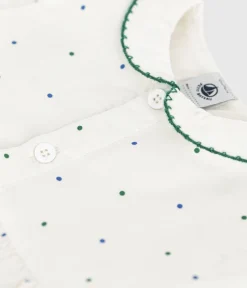 Petit Bateau Sets, Overalls & Latzhosen*Kurzärmeliger Strampler mit Kragen aus Baumwolle und Pünktchenmuster weiss MARSHMALLOW/weiss MULTICO