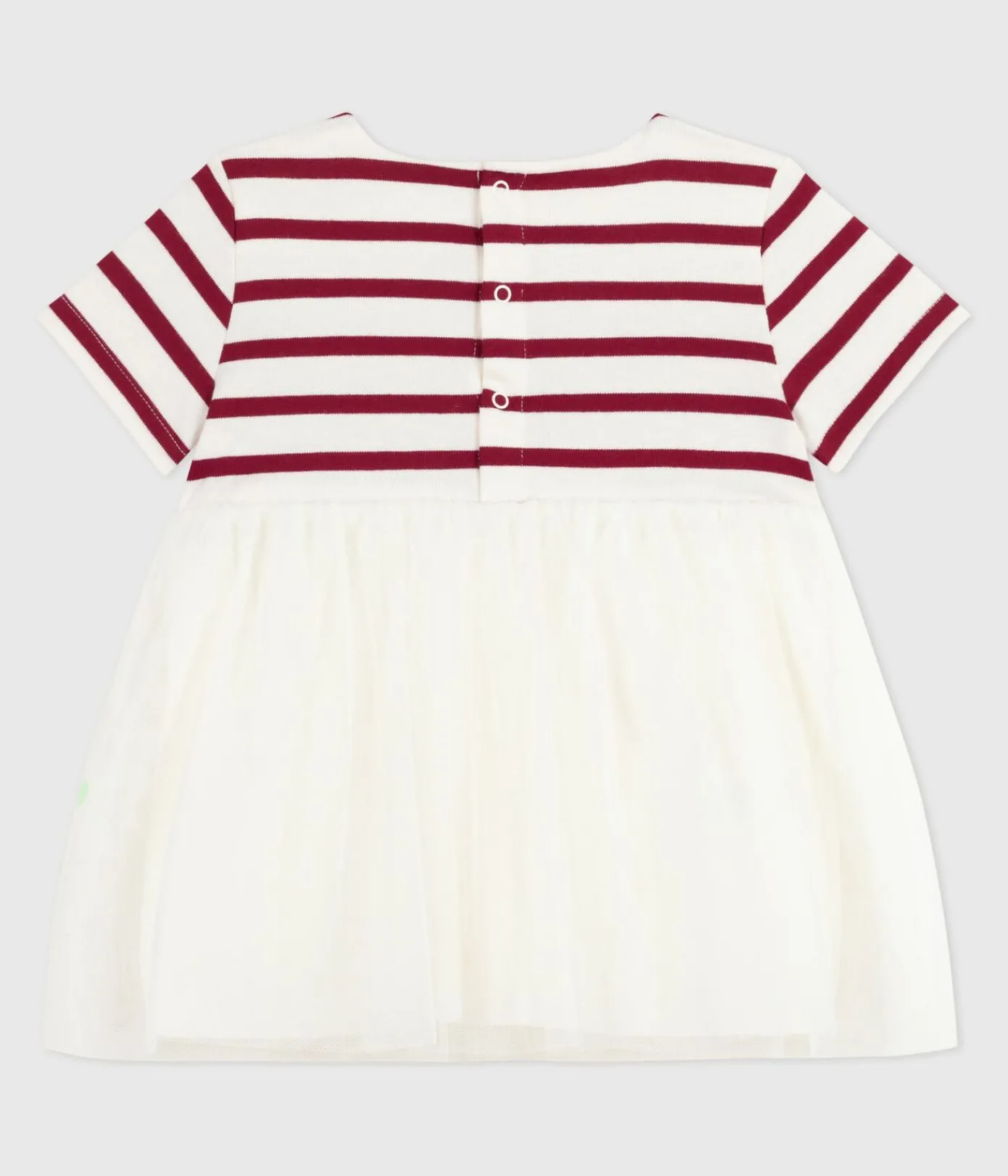 Petit Bateau Kleider*Kurzärmeliges Baby-Kleid aus zwei Stoffen ROT MILK/ AMARANTE