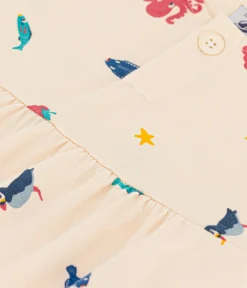 Petit Bateau Kleider*Kurzärmeliges Baby-Kleid aus bedrucktem Jersey weiss AVALANCHE/ MULTICO