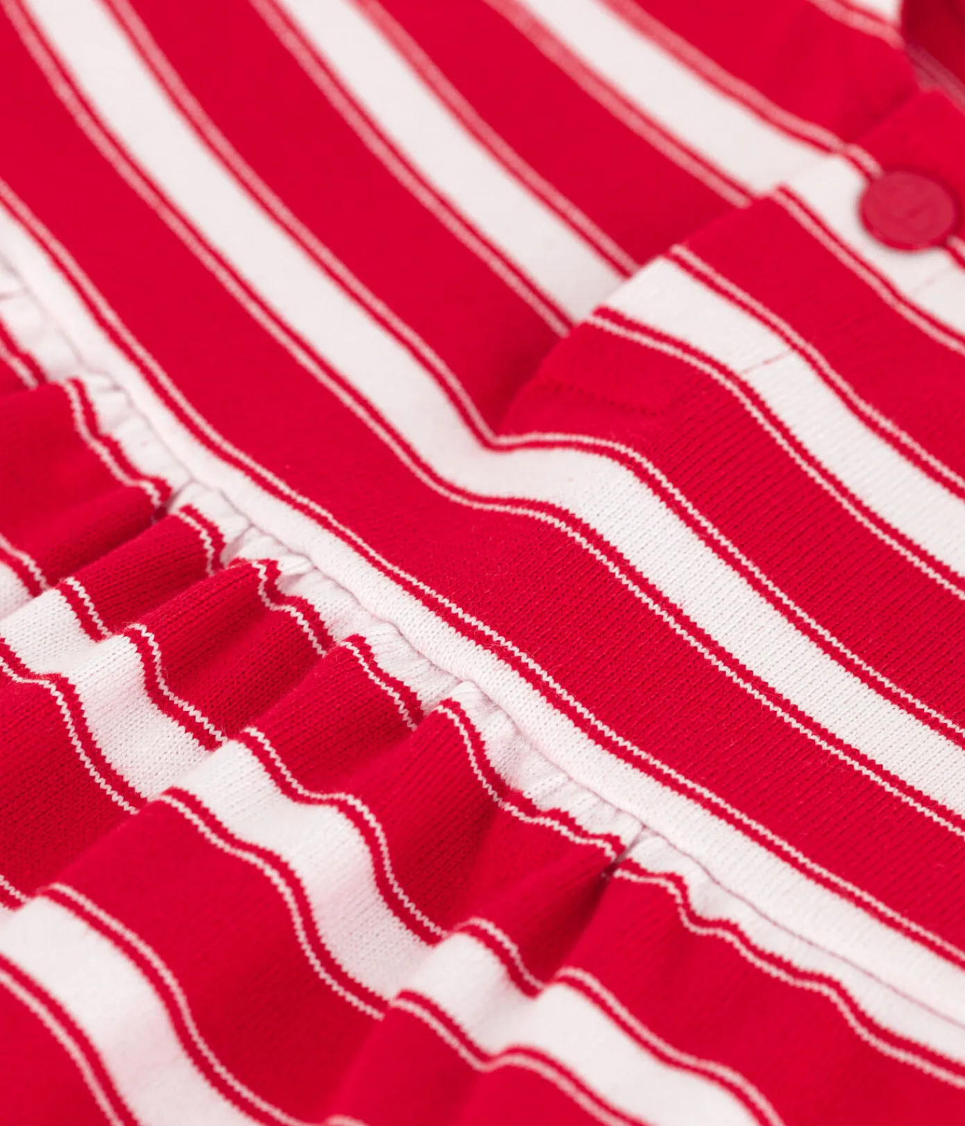 Petit Bateau Kleider*Kurzärmeliges Babykleid aus gestreiftem dichtem Jersey ROT PEPS/weiss MARSHMALLOW