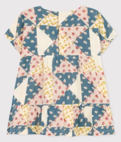 Petit Bateau Kleider*Kurzärmeliges Babykleid aus bedruckter Musselin weiss AVALANCHE/ MULTICO