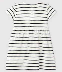 Petit Bateau Kleider*Kurzärmeliges Babykleid aus gestreiftem Jersey weiss MARSHMALLOW/blau SMOKING