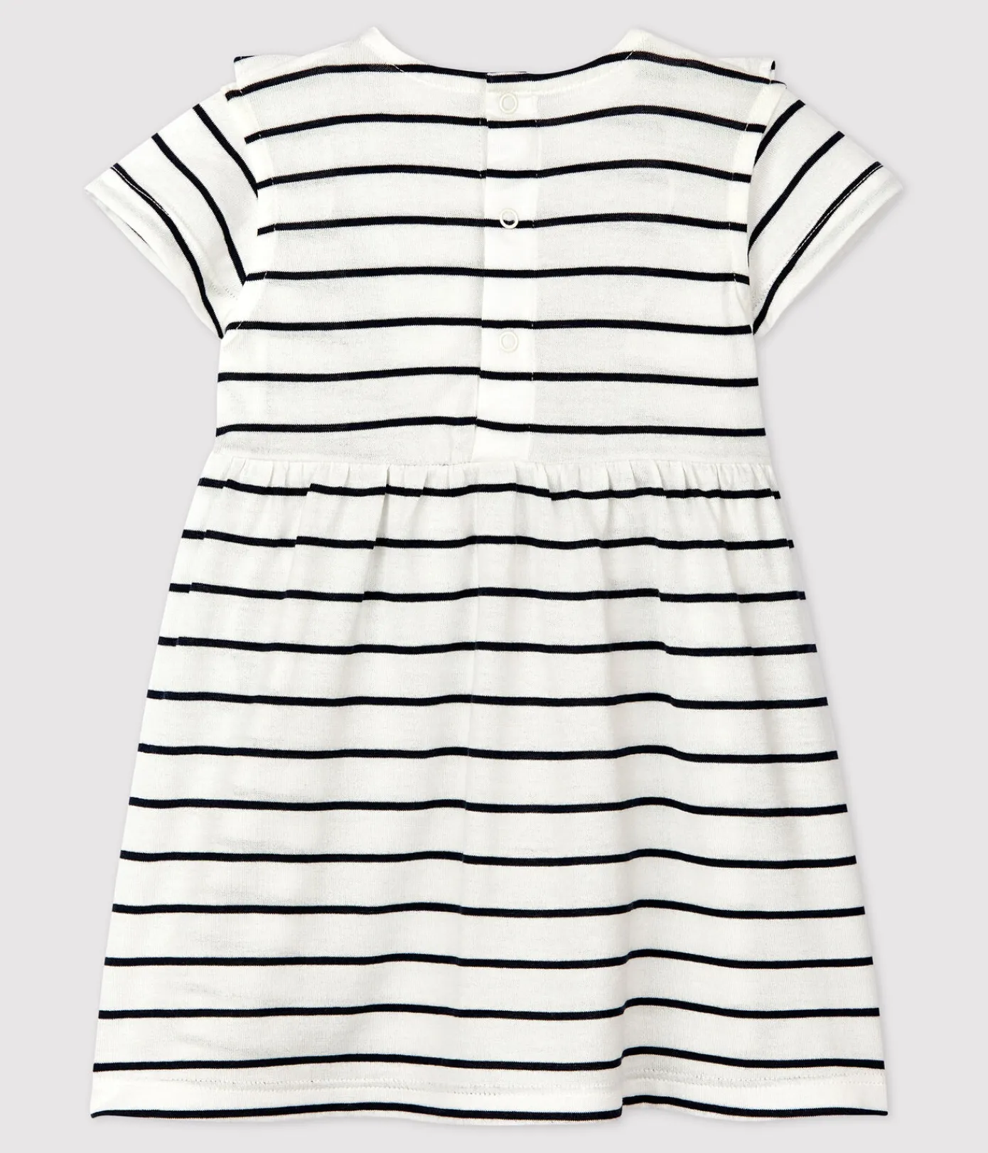 Petit Bateau Kleider*Kurzärmeliges Babykleid aus gestreiftem Jersey weiss MARSHMALLOW/blau SMOKING