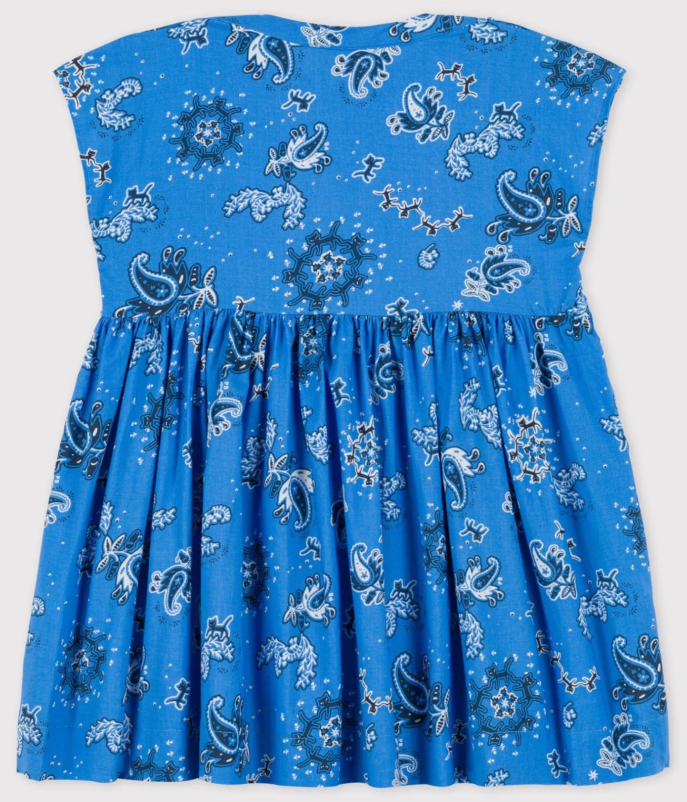 Petit Bateau Kleider*Kurzärmeliges Babykleid aus Popeline mit Bandanamuster blau BRASIER/weiss MULTICO