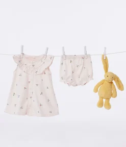 Petit Bateau Kleider|Newborn*Kurzärmeliges Babykleid aus Baumwolle und Bloomer mit Fruchtmuster rosa FLEUR/weiss MULTICO