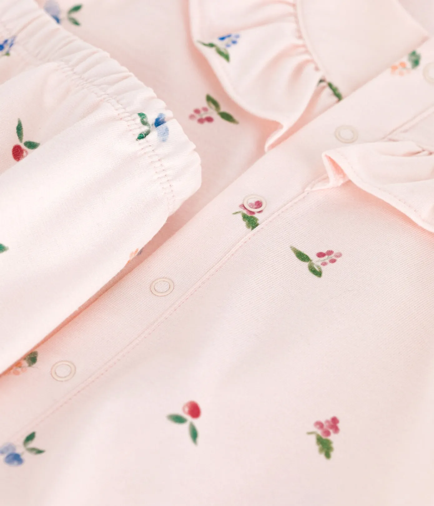 Petit Bateau Kleider|Newborn*Kurzärmeliges Babykleid aus Baumwolle und Bloomer mit Fruchtmuster rosa FLEUR/weiss MULTICO