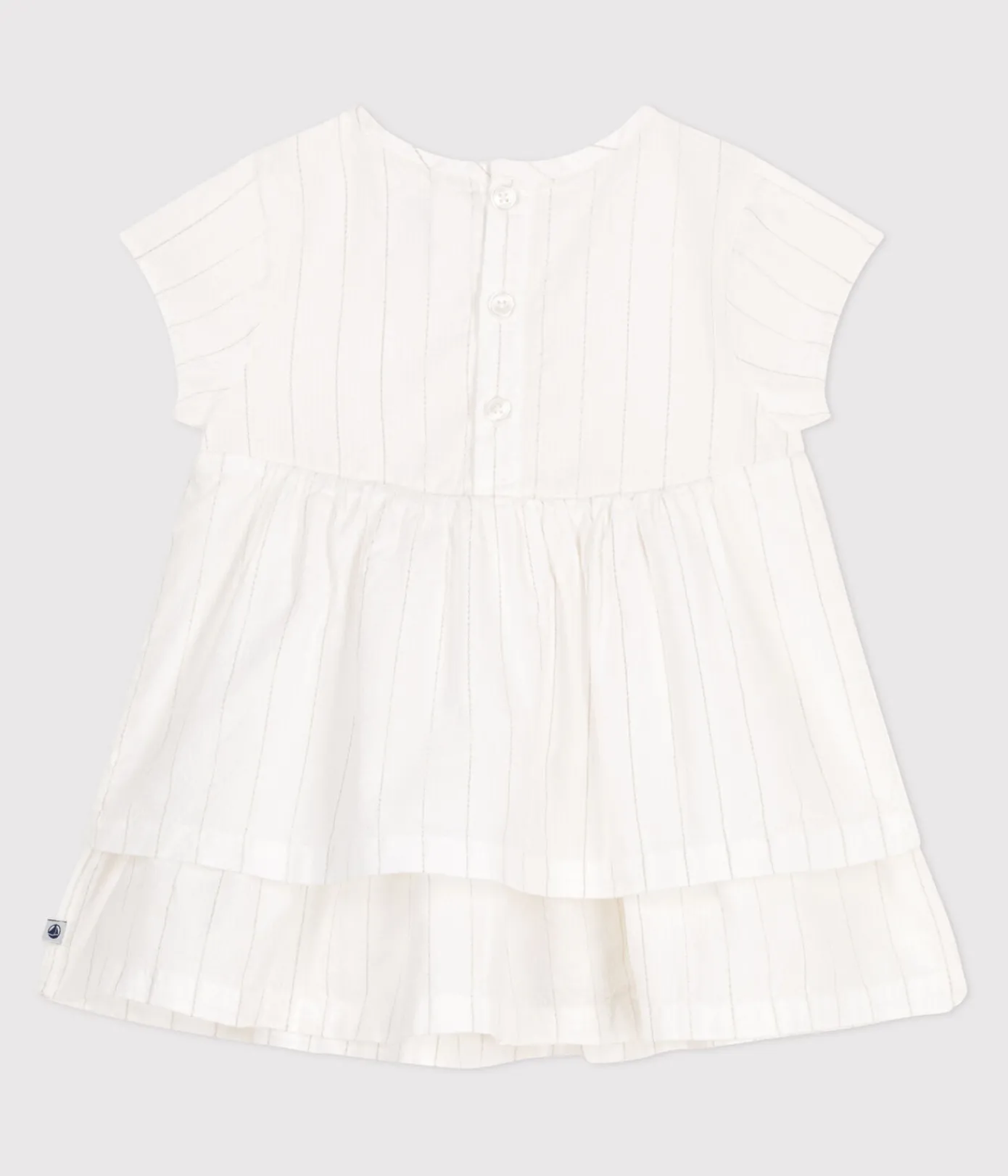 Petit Bateau Kleider*Kurzärmeliges Baby-Kleid für festliche Anlässe aus leichter Baumwolle weiss ECUME/ ARGENT