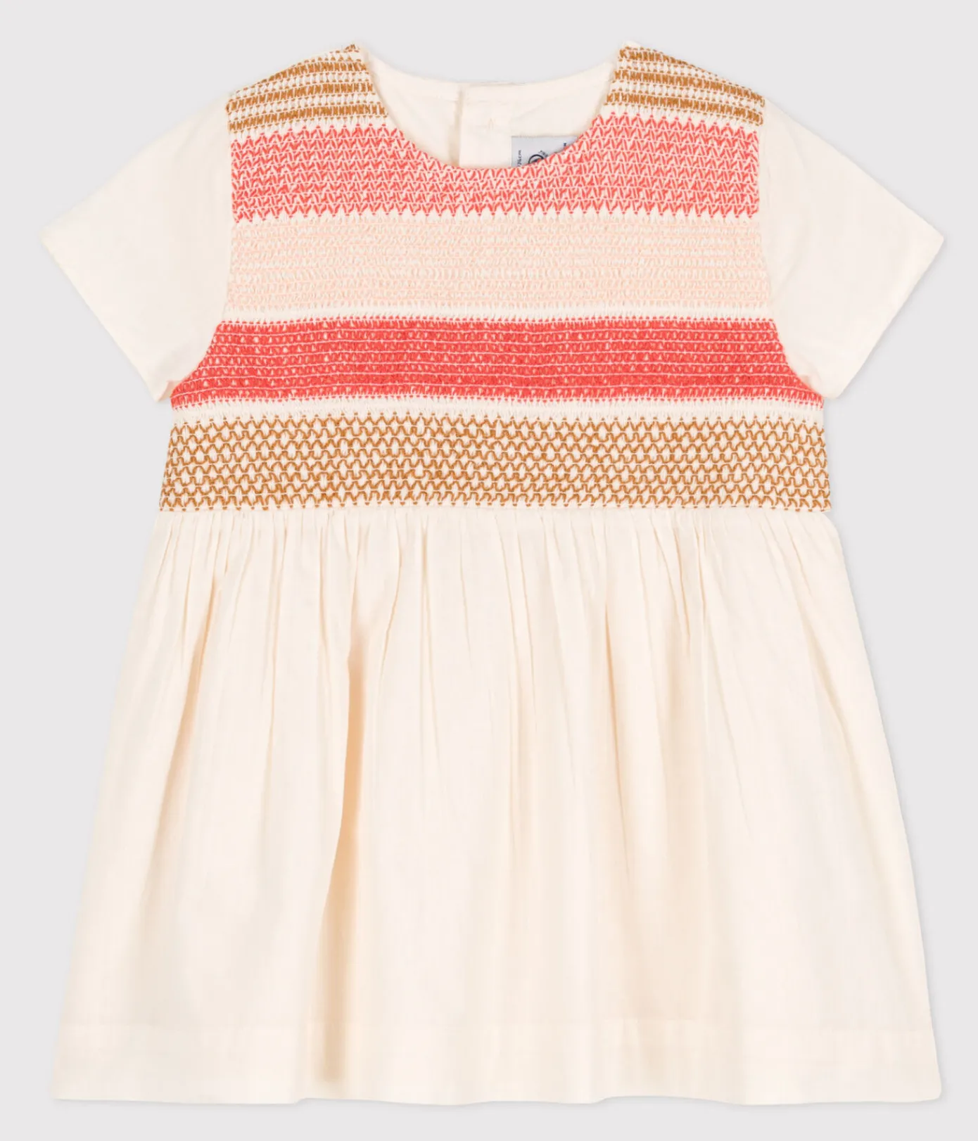 Petit Bateau Kleider*Kurzärmeliges Baby-Kleid für Mädchen weiss AVALANCHE/ MULTICO