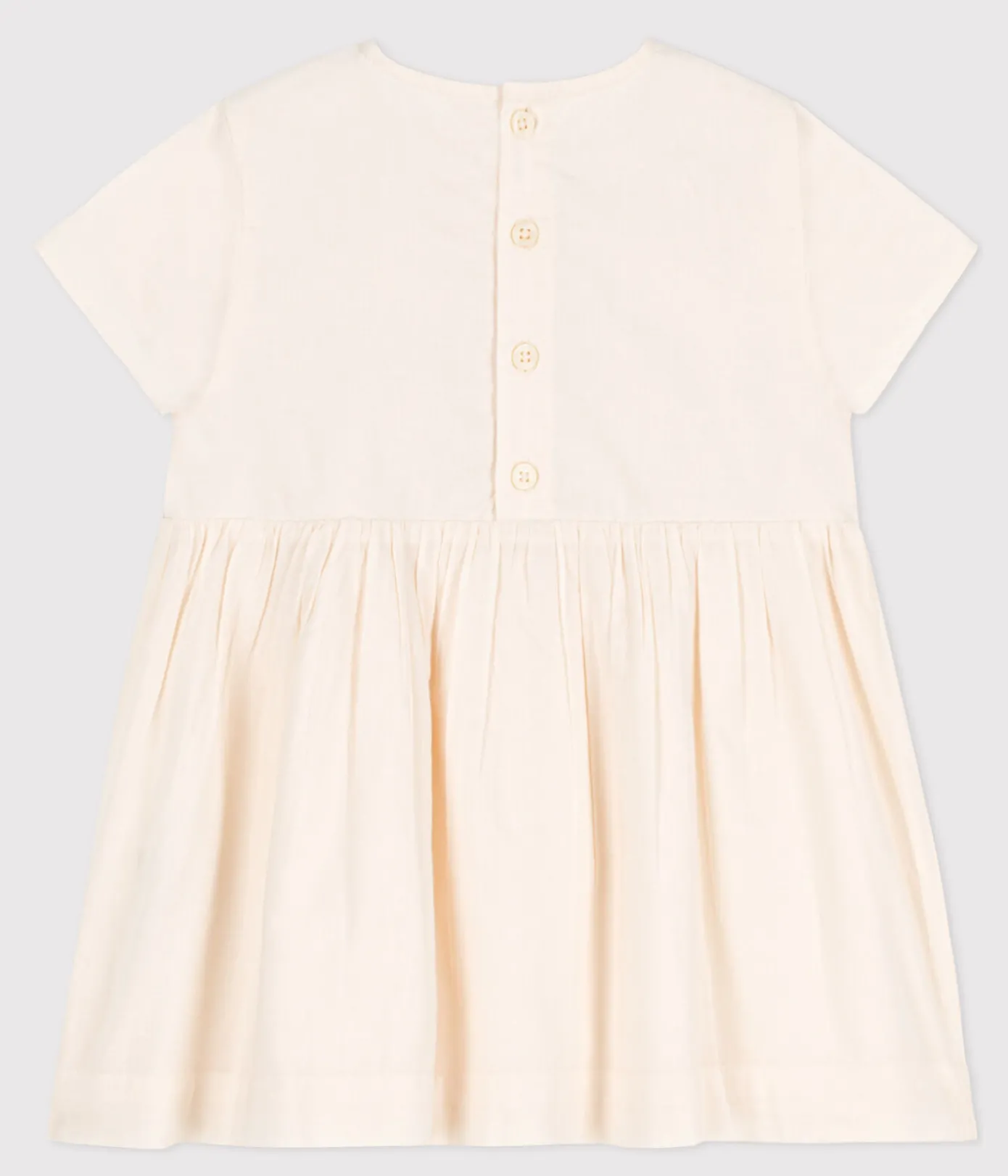 Petit Bateau Kleider*Kurzärmeliges Baby-Kleid für Mädchen weiss AVALANCHE/ MULTICO