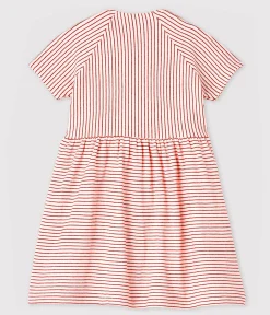 Petit Bateau Kleider*Kurzärmeliges Baby-Kleid für Mädchen rosa FLEUR/rosa COPPER