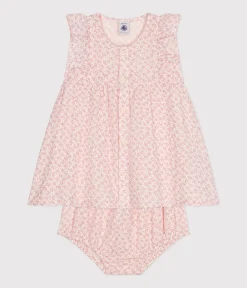 Petit Bateau Kleider*Kurzärmeliges Babykleid mit Bloomers aus Musselin AVALANCHE/ PANTY