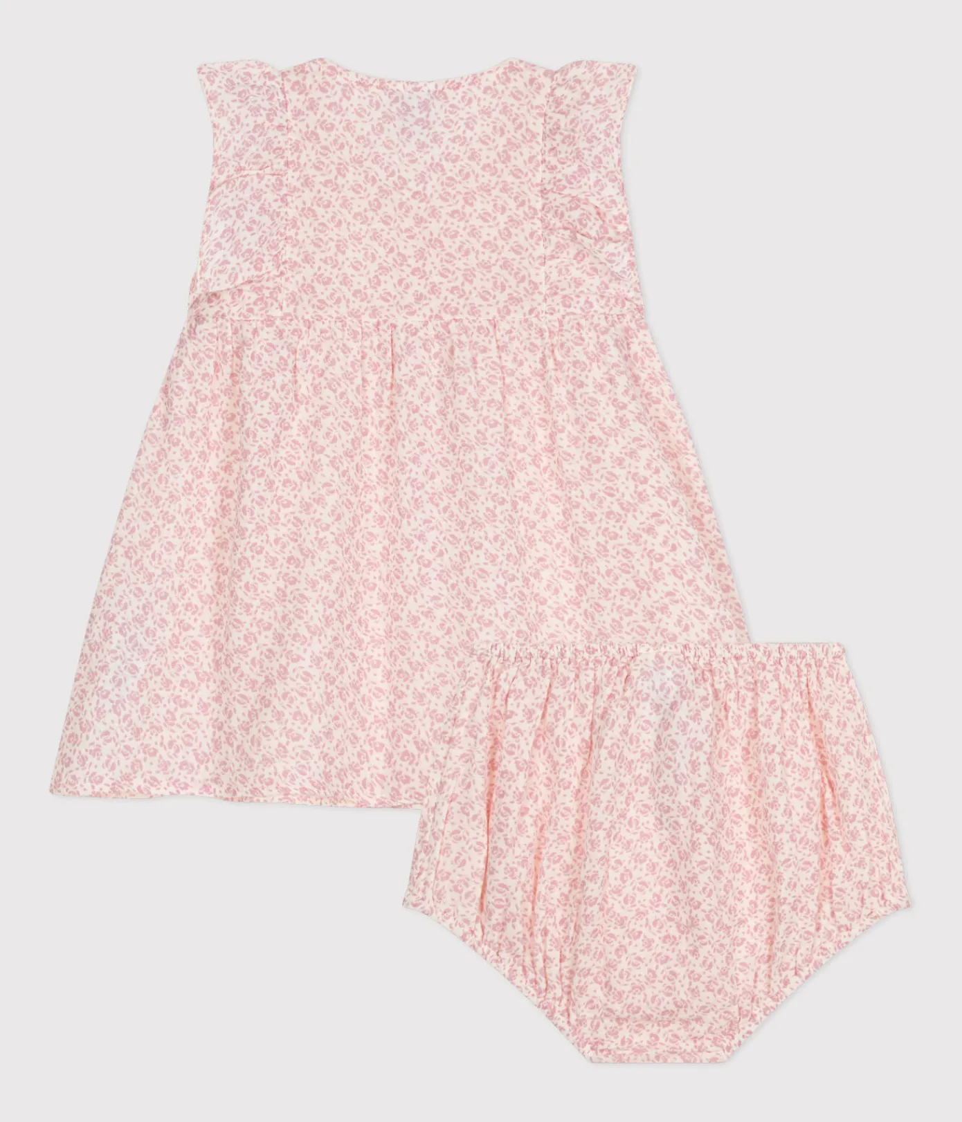 Petit Bateau Kleider*Kurzärmeliges Babykleid mit Bloomers aus Musselin AVALANCHE/ PANTY