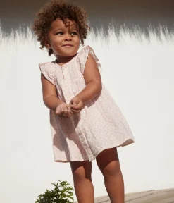 Petit Bateau Kleider*Kurzärmeliges Babykleid mit Bloomers aus Musselin AVALANCHE/ PANTY