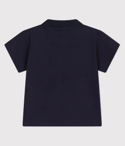 Petit Bateau T-Shirts, Oberteile*Kurzärmeliges Baby-Poloshirt aus einfarbiger Baumwolle blau SMOKING