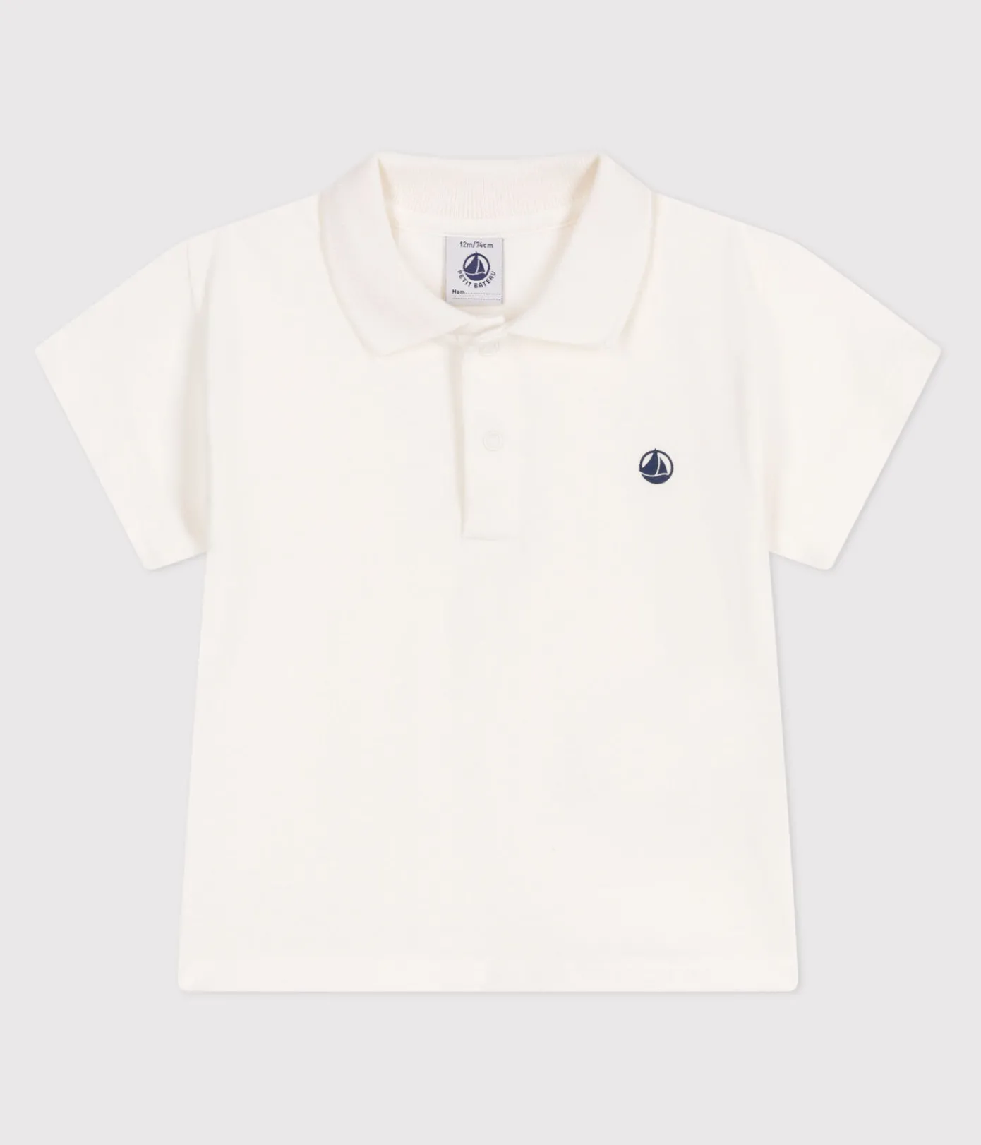 Petit Bateau T-Shirts, Oberteile*Kurzärmeliges Baby-Poloshirt aus einfarbiger Baumwolle weiss MARSHMALLOW